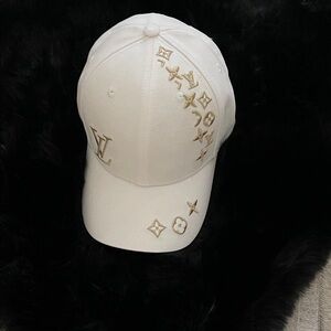 Louis Vuitton Cream Hat with Gold Details
